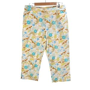 Vtg Sag Harbor‎ Pants Women Size 16 Capri Chinos Floral Coastal Grandma Casual